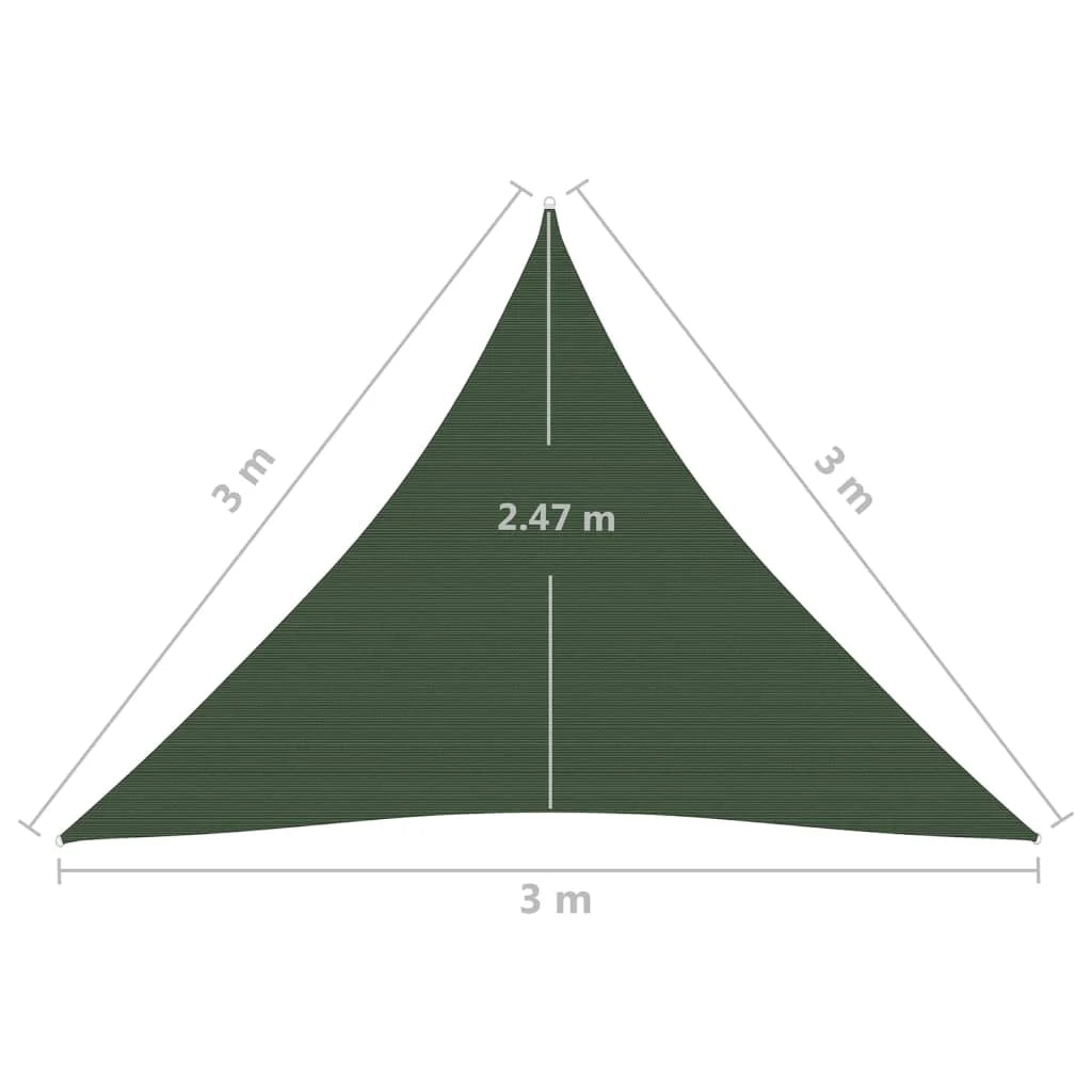 Vela ombreggiante 160 g/m² verde scuro 3 x 3 x 3 m HDPE 02_0009423