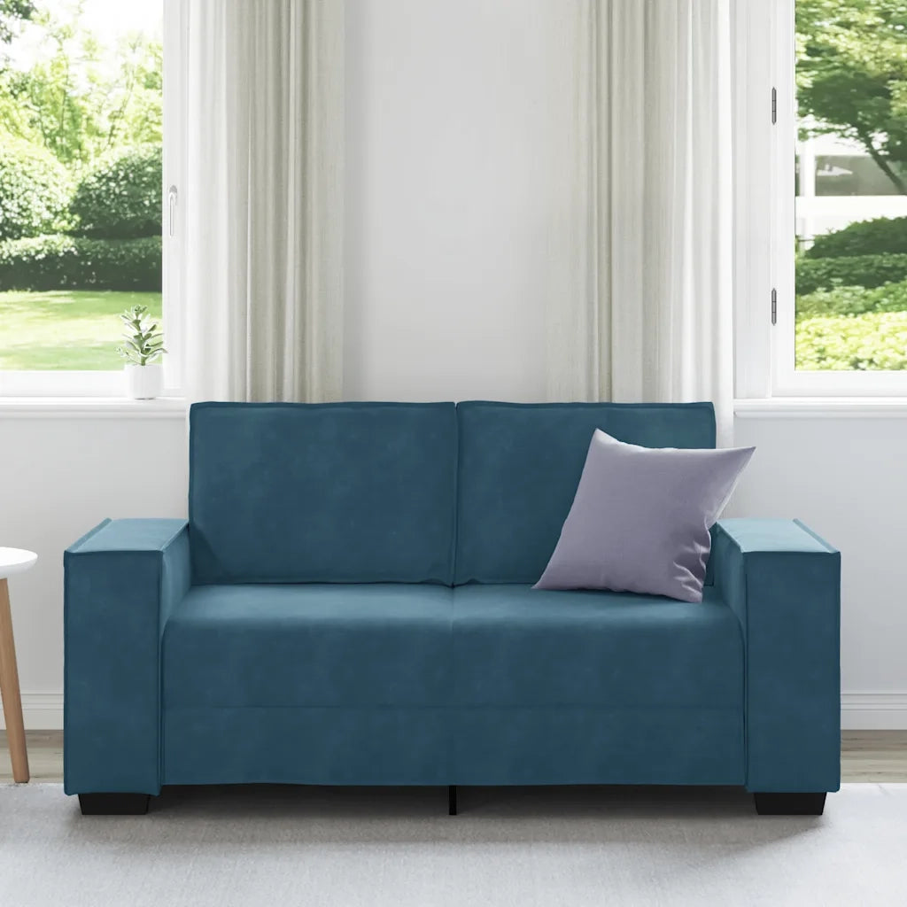 Divano a 2 Posti-Sofa 2 Posti Blu 120 cm in Velluto 266833