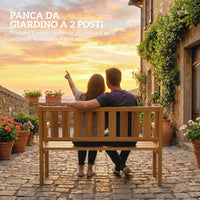 Panchina da Giardino da 2 Posti 150x57x93 cm in Legno di Abete a Doghe Color Teak