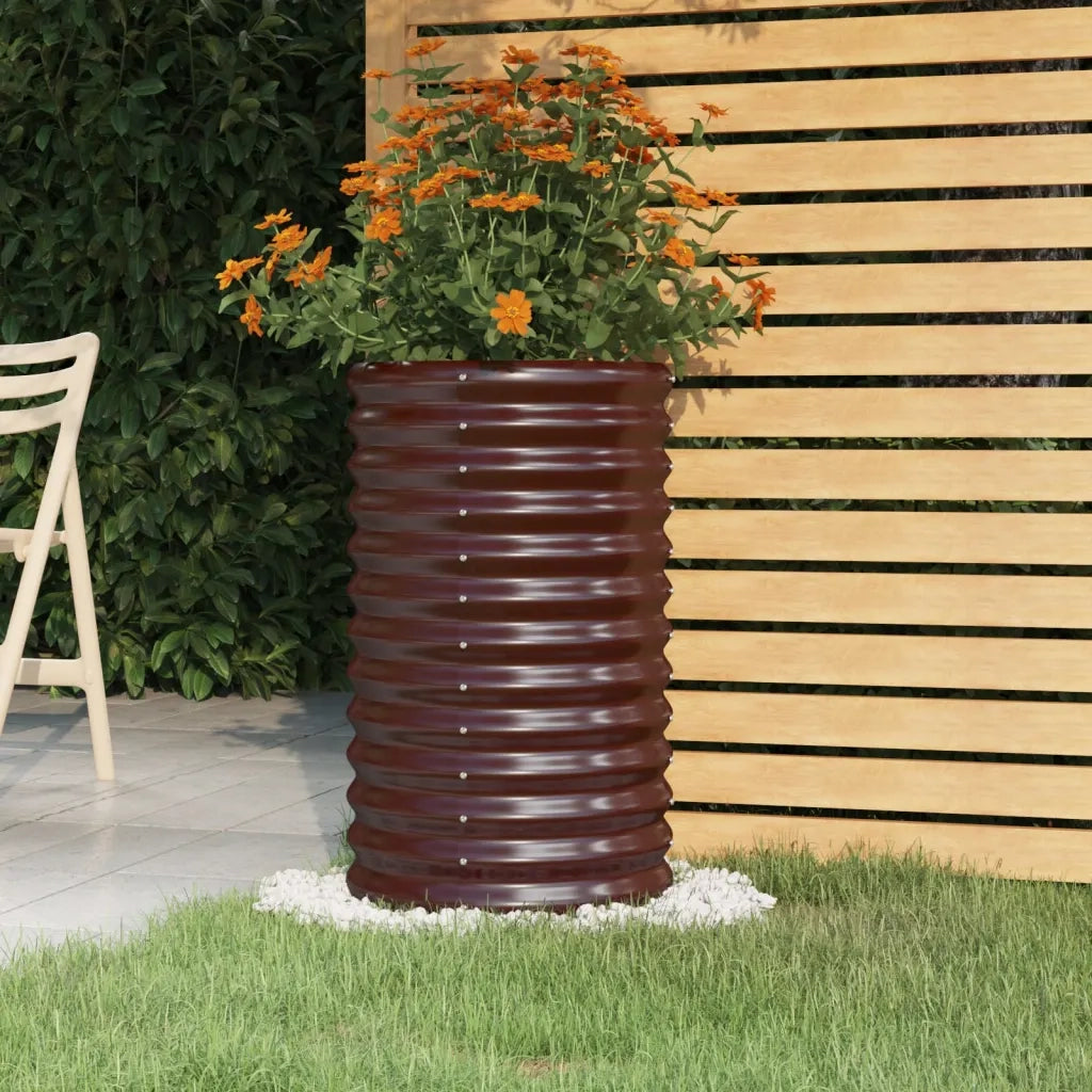 Fioriere | Cassetta per fiori | Vaso Giardino Acciaio Zincato 40x40x68 cm Marrone