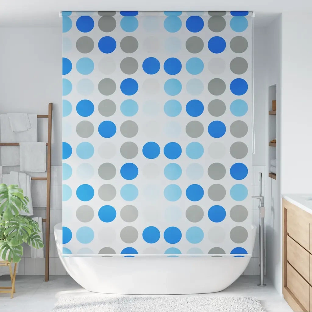 Tenda a Rullo per Doccia 140x240 cm con Motivo a Cerchi 142856