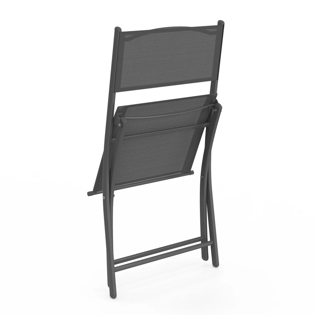 IDMarket - Set di 6 sedie da giardino pieghevoli BASTIA in metallo e textilene, grigio antracite