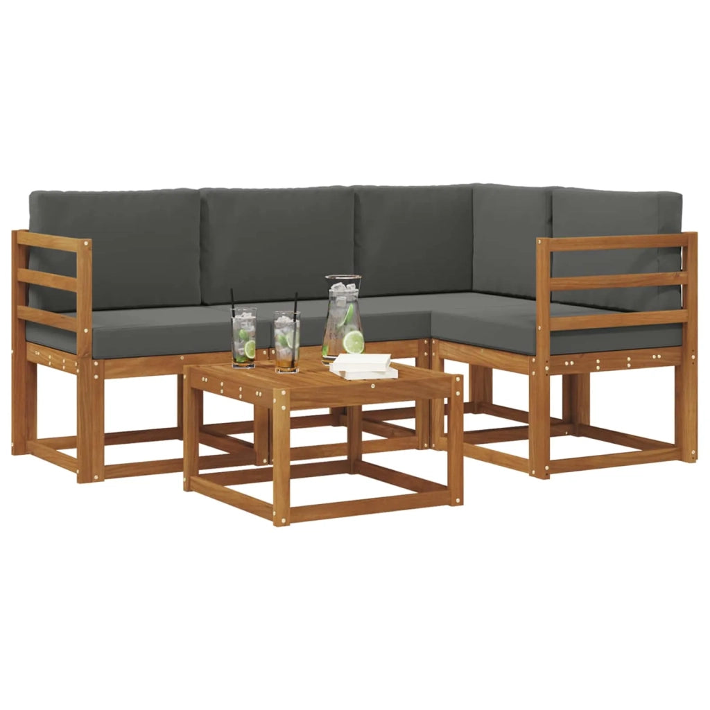 Set di divani da esterno con cuscino 5 pcs Naturale e Antracite