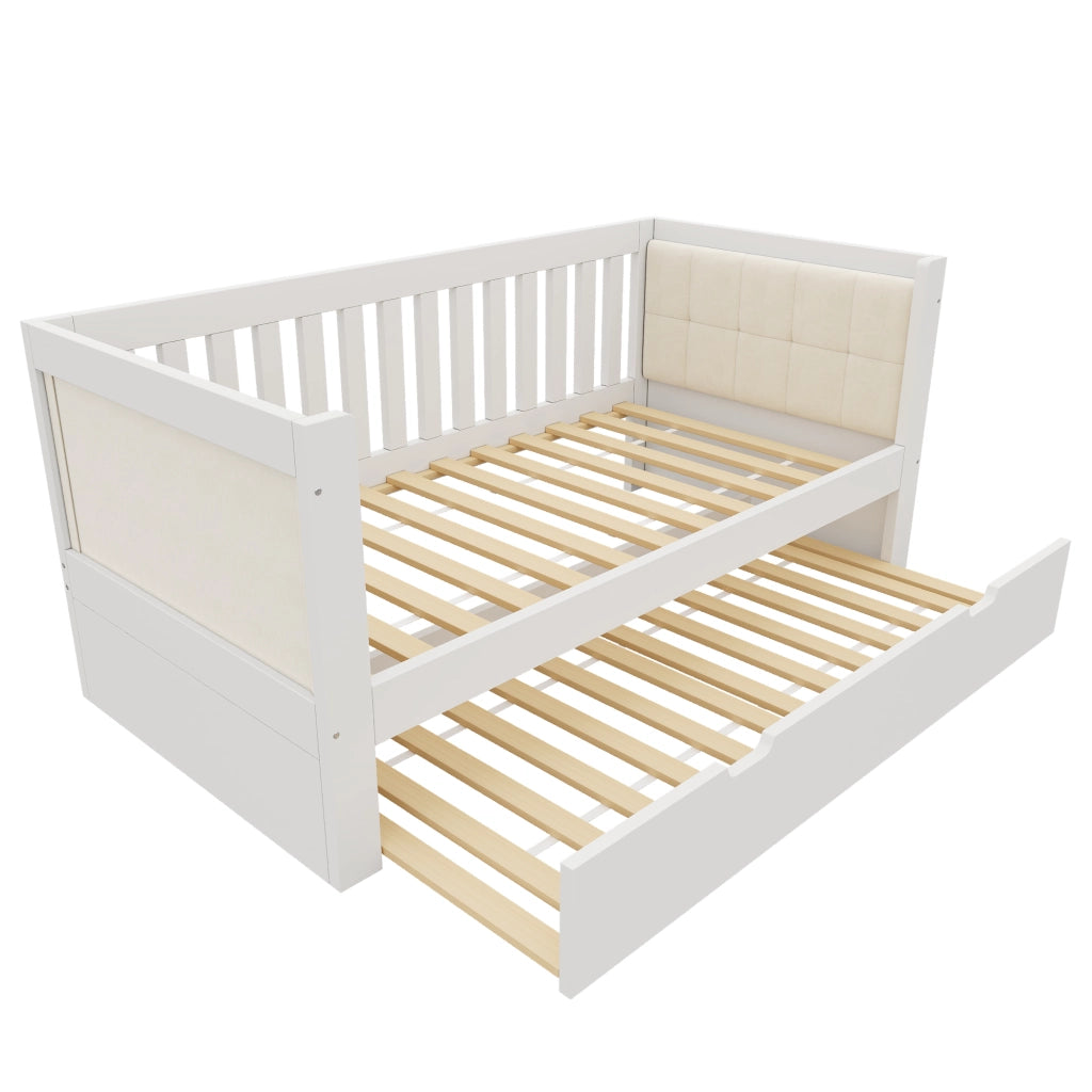 Letto a giorno con letto estraibile 90x190 cm, legno di pino bianco, con rete, senza materasso