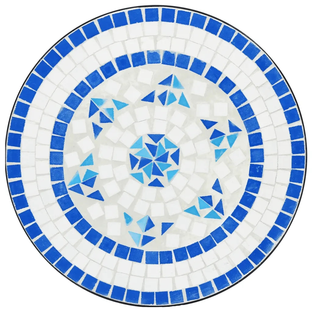 Tavolino da Bistrot con Mosaico Blu e Bianco Ã˜50x70 cm Ceramica