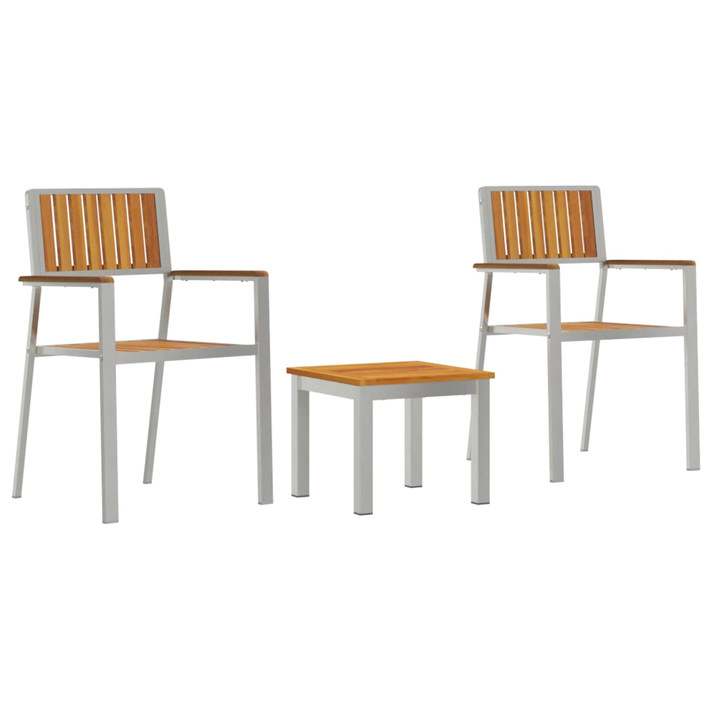 Set Pranzo Giardino  3 Pezzi Legno Massello di Acacia
