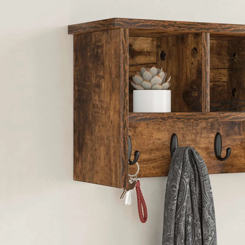 Appendiabiti a muro con lo scaffale Rovere fumé 50 x 16 x 26 cm 874311