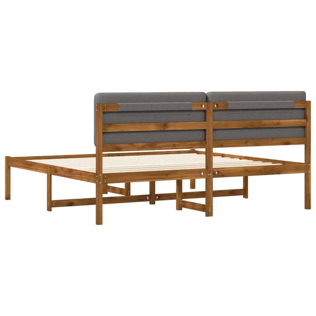 Letto con Testiera Rivestita Naturale e Grigio Chiaro 3405108