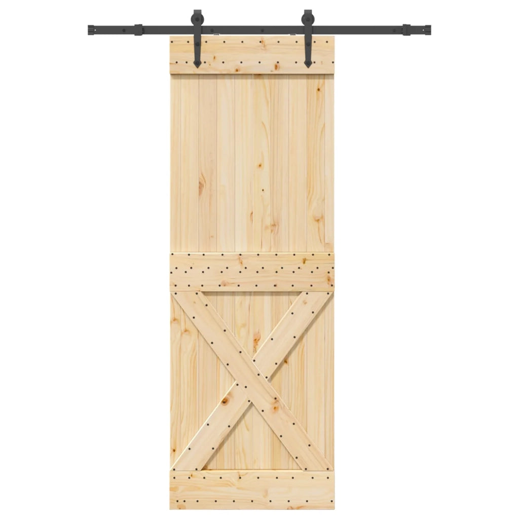 Porta scorrevole NARVIK Naturale e Nero 80 x 210 cm (152,5 cm)