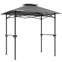 Gazebo per barbecue grigio 2,45 x 1,52 m con telone di copertura e due ripiani