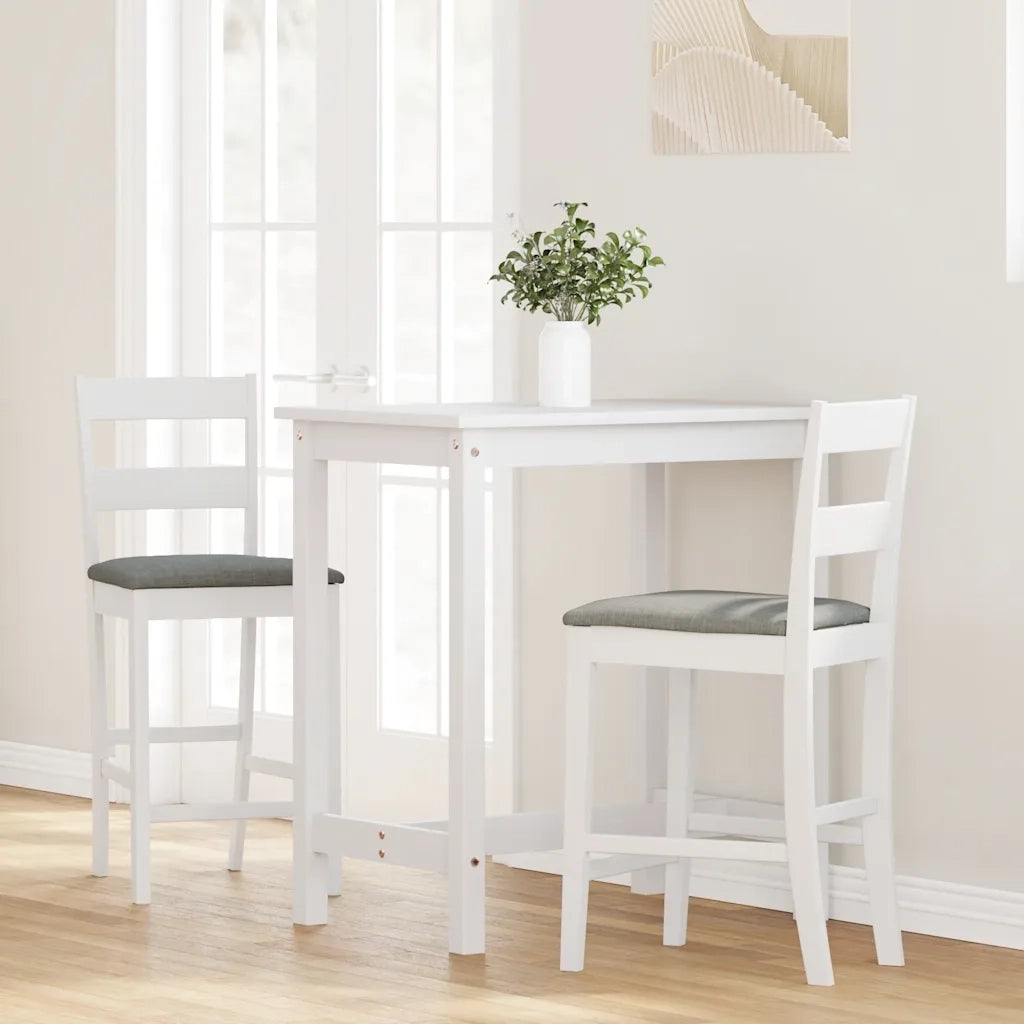 Sgabelli da Bar con Cuscini 2 pz Bianco Legno Massello di Hevea 4102559