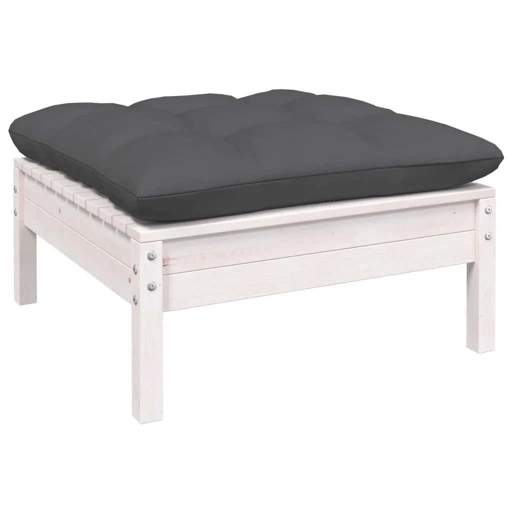 Set Divani da Giardino 7 pz con Cuscini Bianchi Legno di Pino 3097302