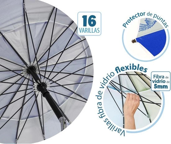 Parasole da spiaggia Ø 180 a 240 cm in alluminio model fondo mare con borsa e ombrellone UPF 50+ in colori blu e rosso - 220 cm blu marino