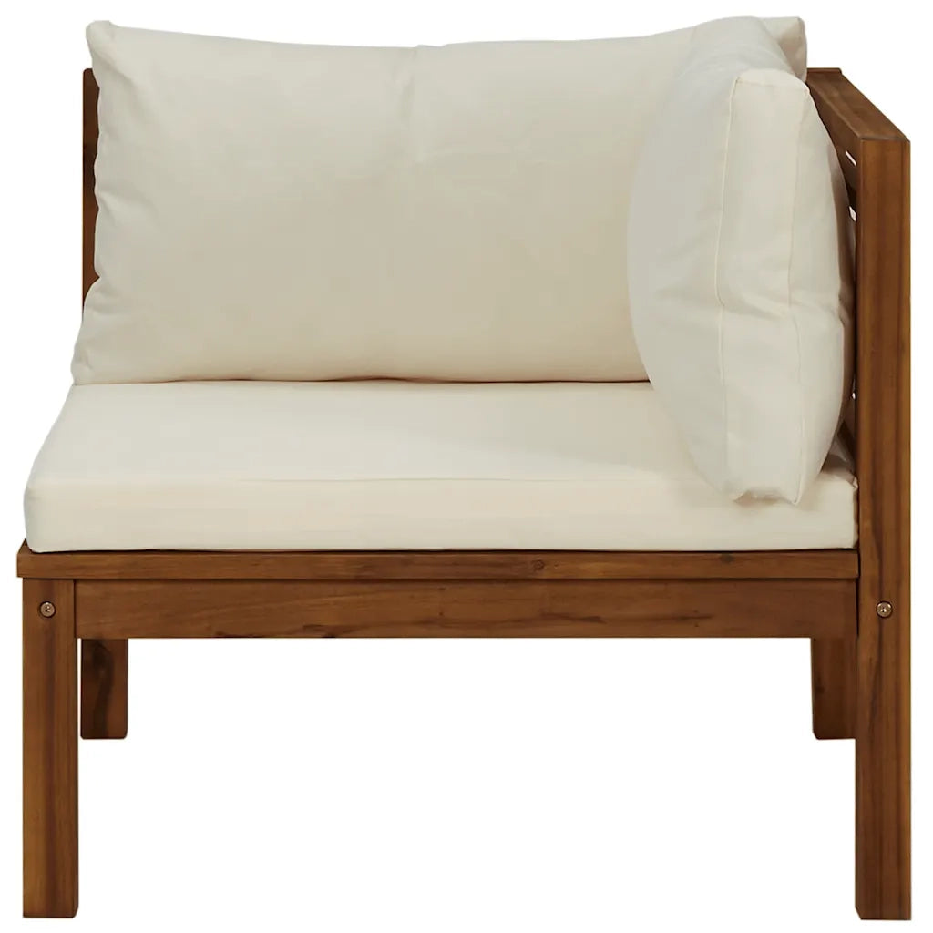 Divano Angolare Modulare Cuscini Bianco Crema in Legno d'Acacia cod mxl 69502
