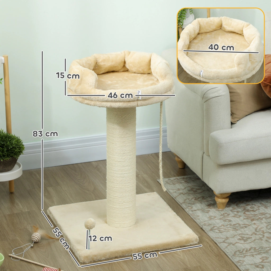 Tiragraffi per Gatti con Lettino e Pallina ¨C Zephmum ¨C Beige 55x55x83 cm