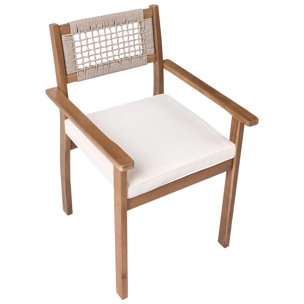 Set da giardino composto da 2 sedie in legno di acacia marrone chiaro con piano in stile rustico per esterni