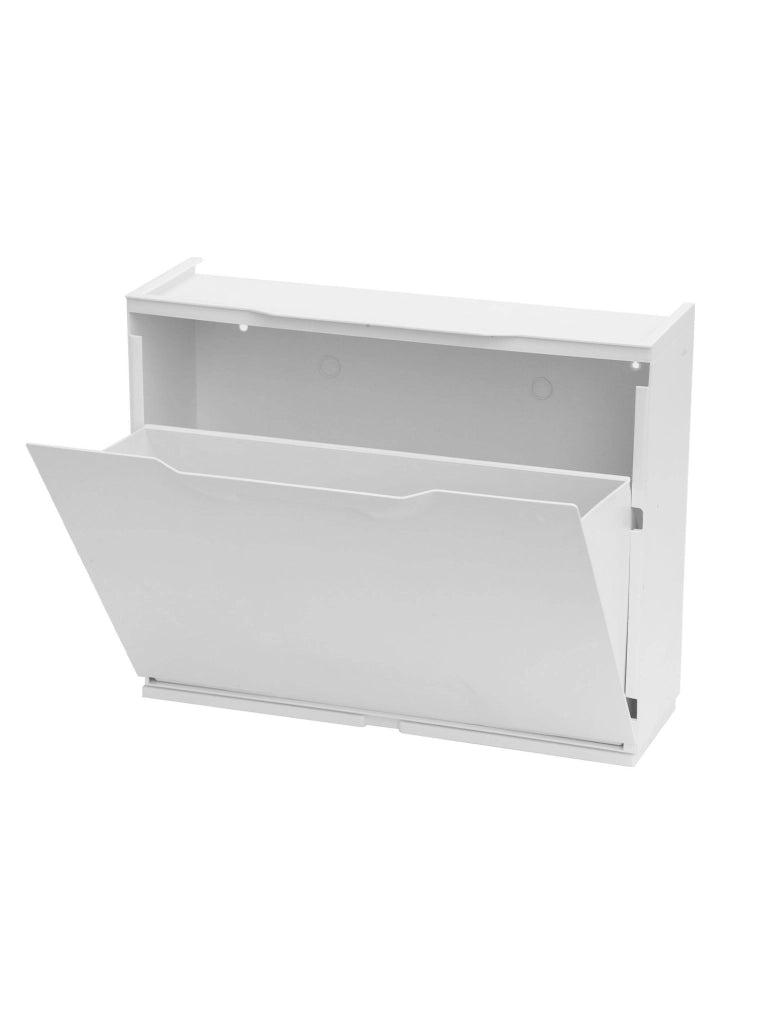 Scarpiera con 1 anta a ribalta in Avon, Mobiletto componibile da interno o esterno, 100% Made in Italy, cm 51x18h40, color Bianco