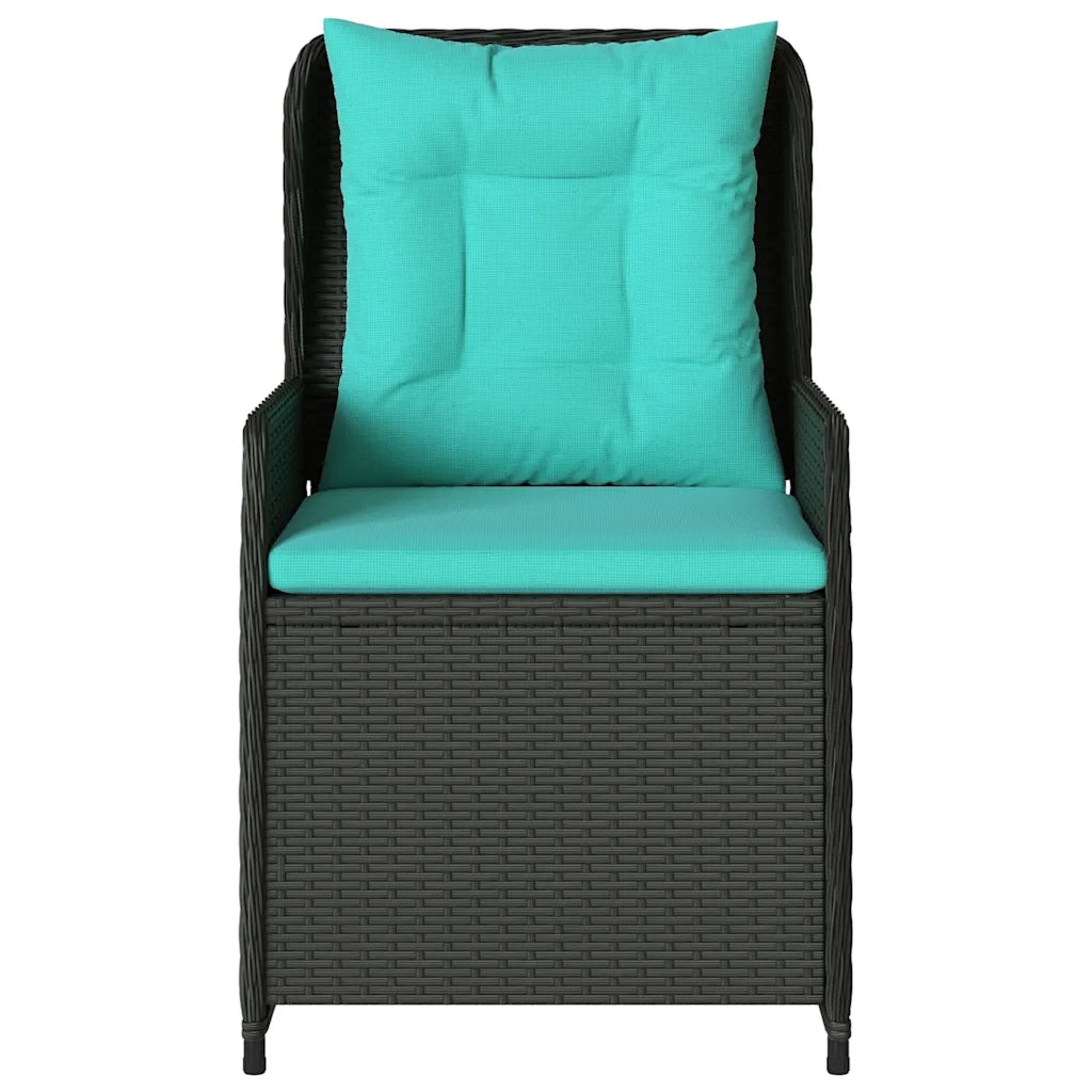 Sedie da giardino reclinabili 2 pz in Polyrattan Nero 368660