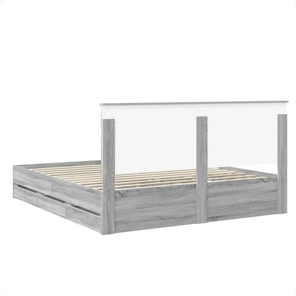 Struttura del letto con cassetto Grigio Sonoma 200 x 200 cm 3409431