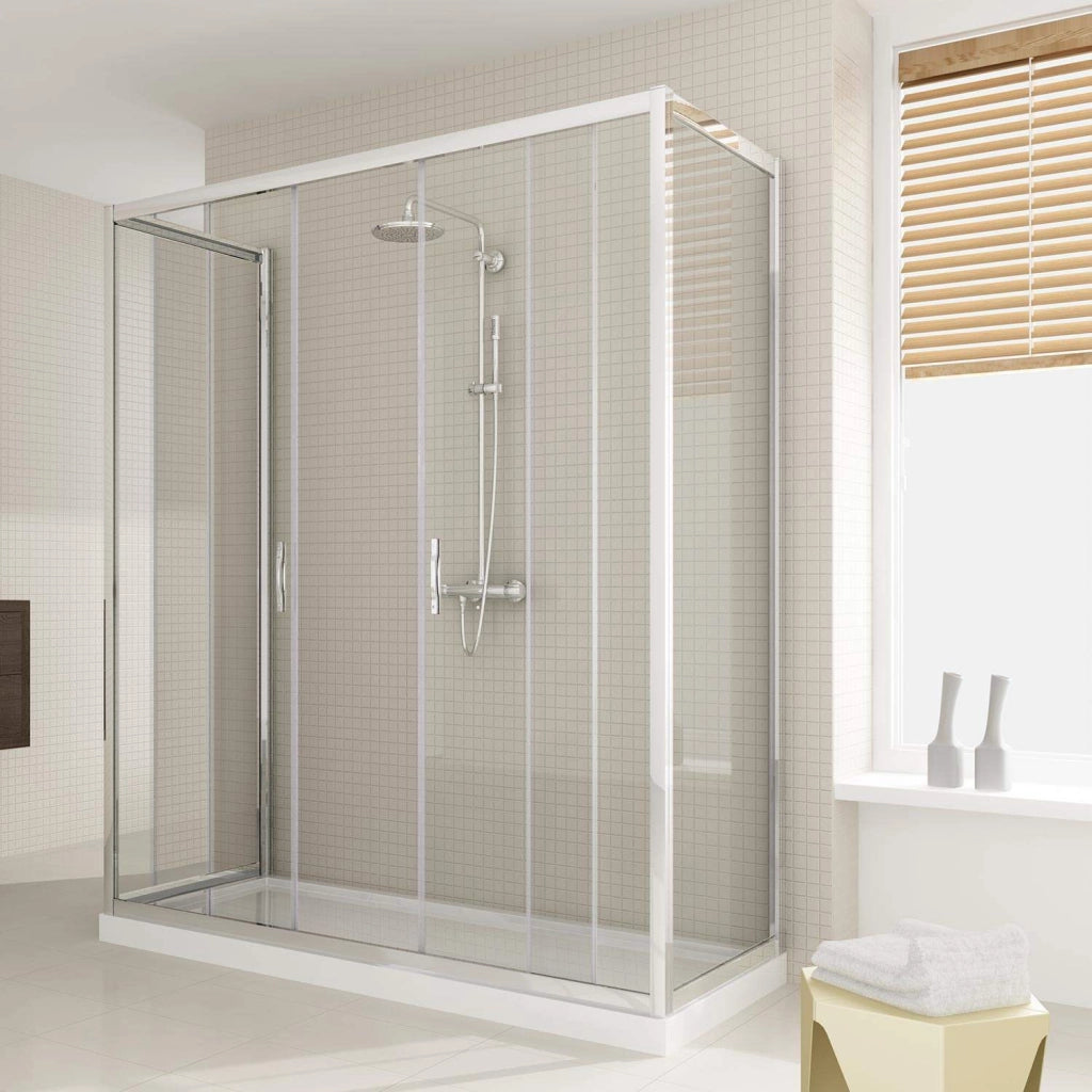 Box Doccia 3 Lati 70x180x70 cm 2 Ante Scorrevoli in Cristallo Trasparente 6mm H198 Fosterberg Viborg Trio
