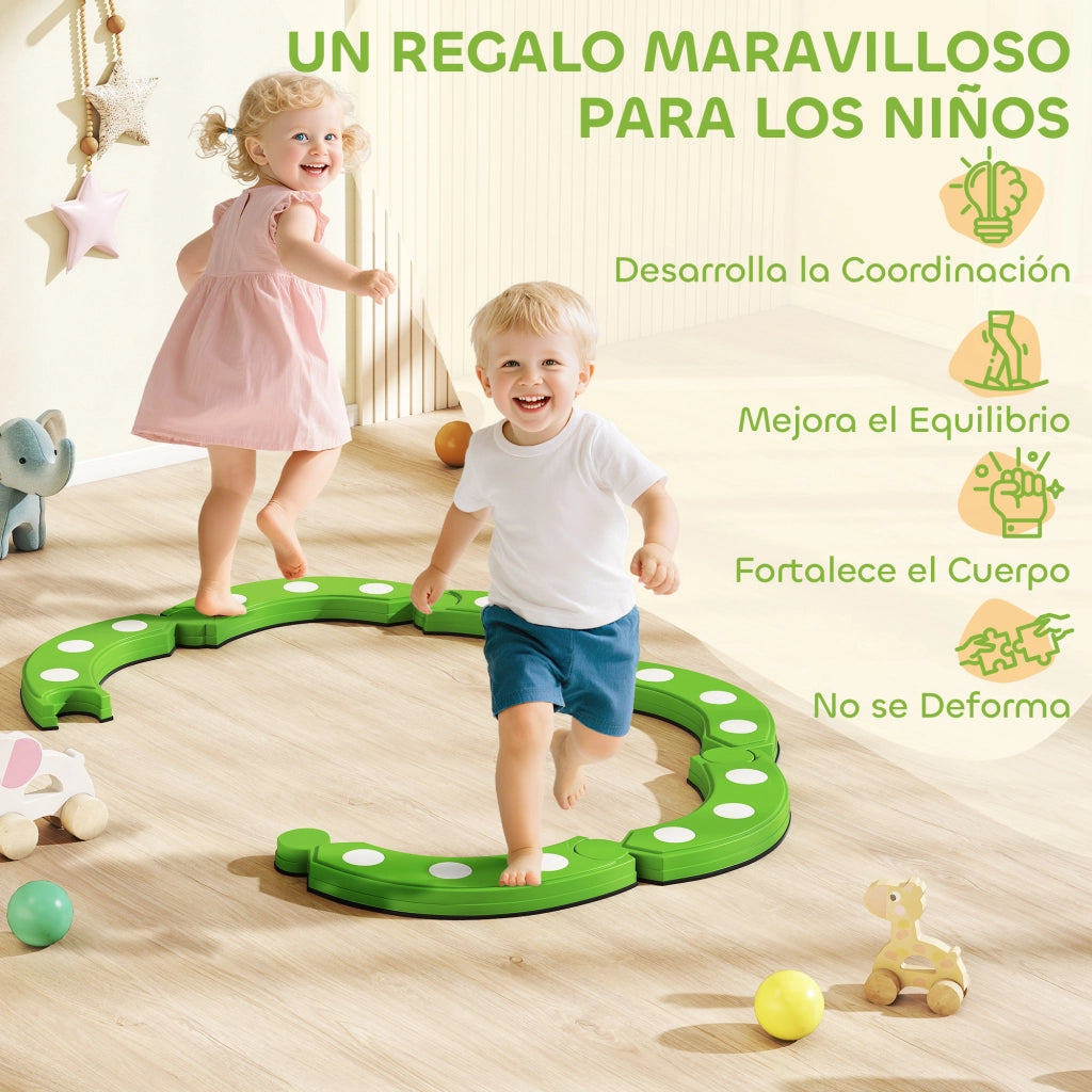Tavolo di equilibrio per bambini +3 anni con 6 pietre e punti tattili ¨C Minimal ¨C Verde