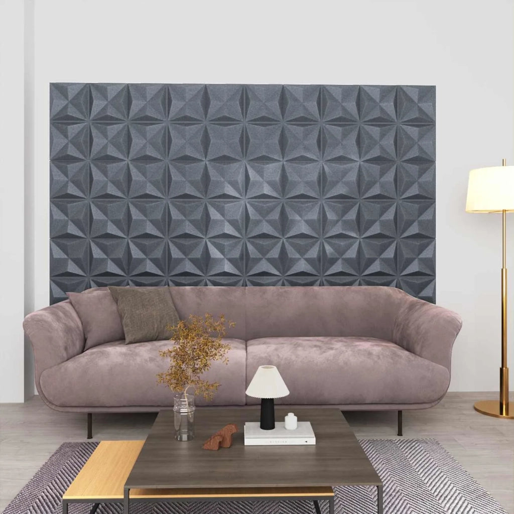 Pannelli da parete 24 pcs Origami Grigio 50 x 50 cm Schiuma XPS