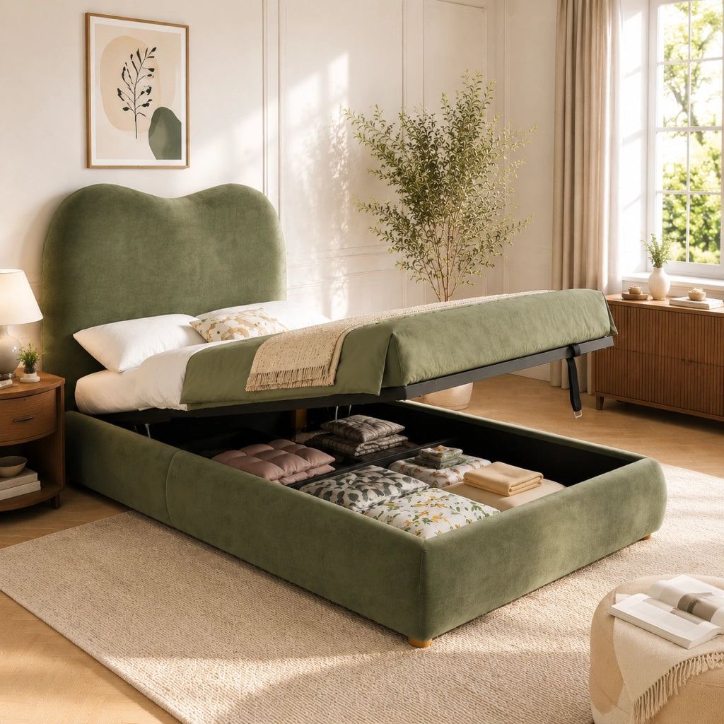 letto imbottito velluto verde 90 x 200 cm