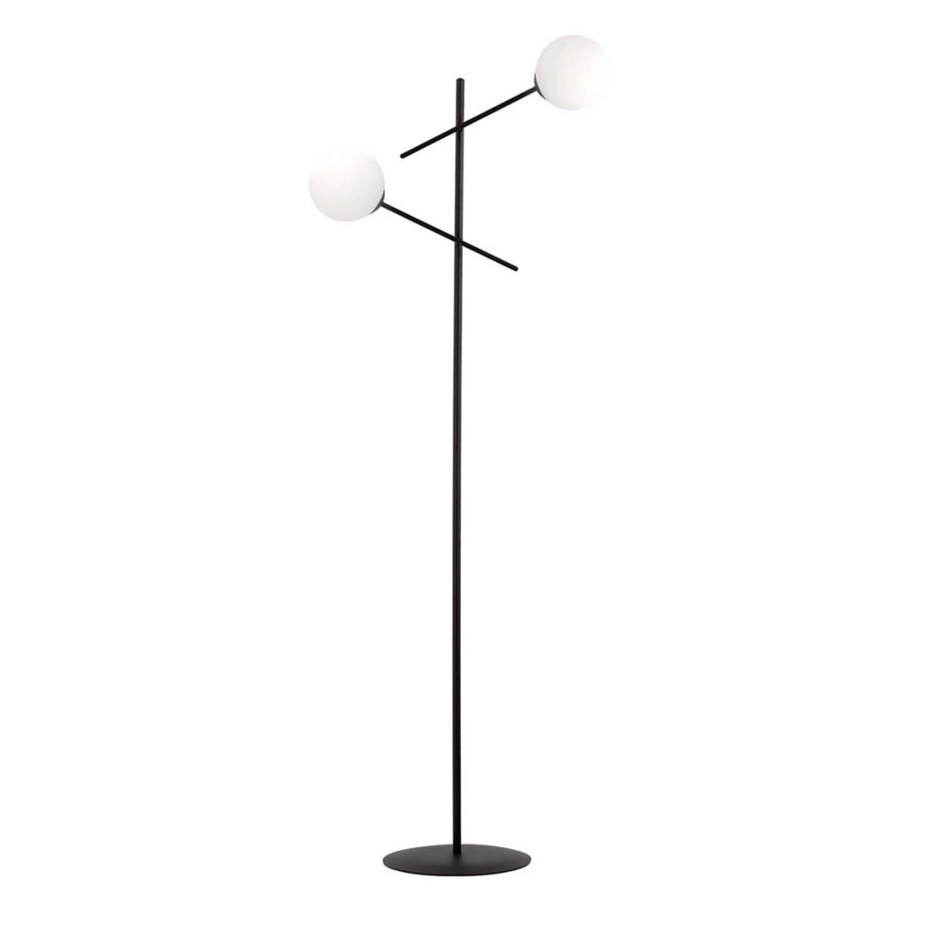 Piantana Contemporaneo Yama Acciaio Nero Bianco 2 Luci E14 Ip20