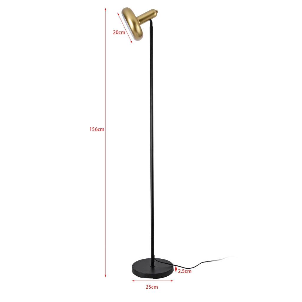 Lampada da terra in metallo Namsos E27 stile senza tempo elegante lampadario di design per soggiorno camera da letto ufficio altezza 156 cm nero e oro 03_0009530