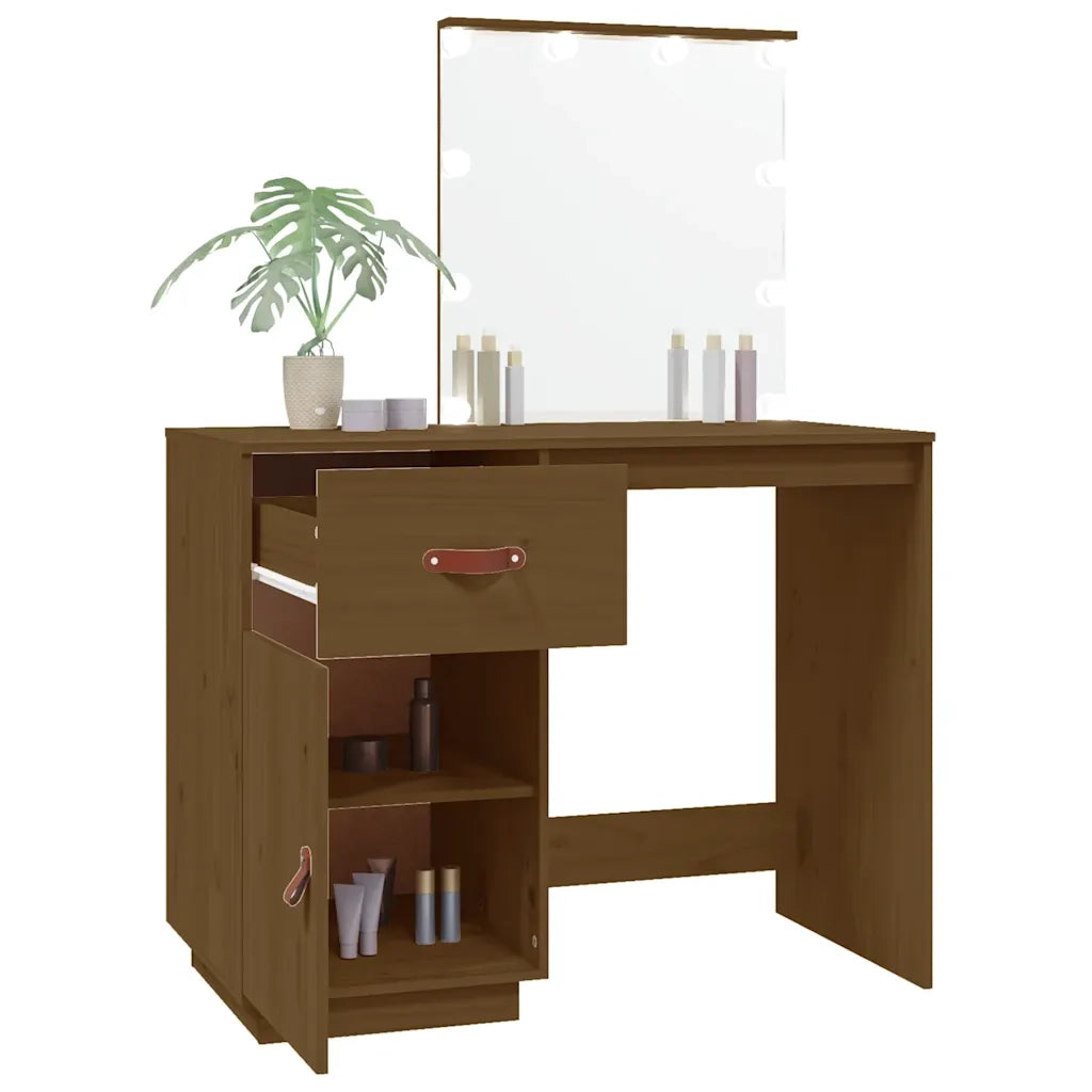 Toeletta con LED ambra 95x50x133,5cm in Legno Massello di Pino 820095