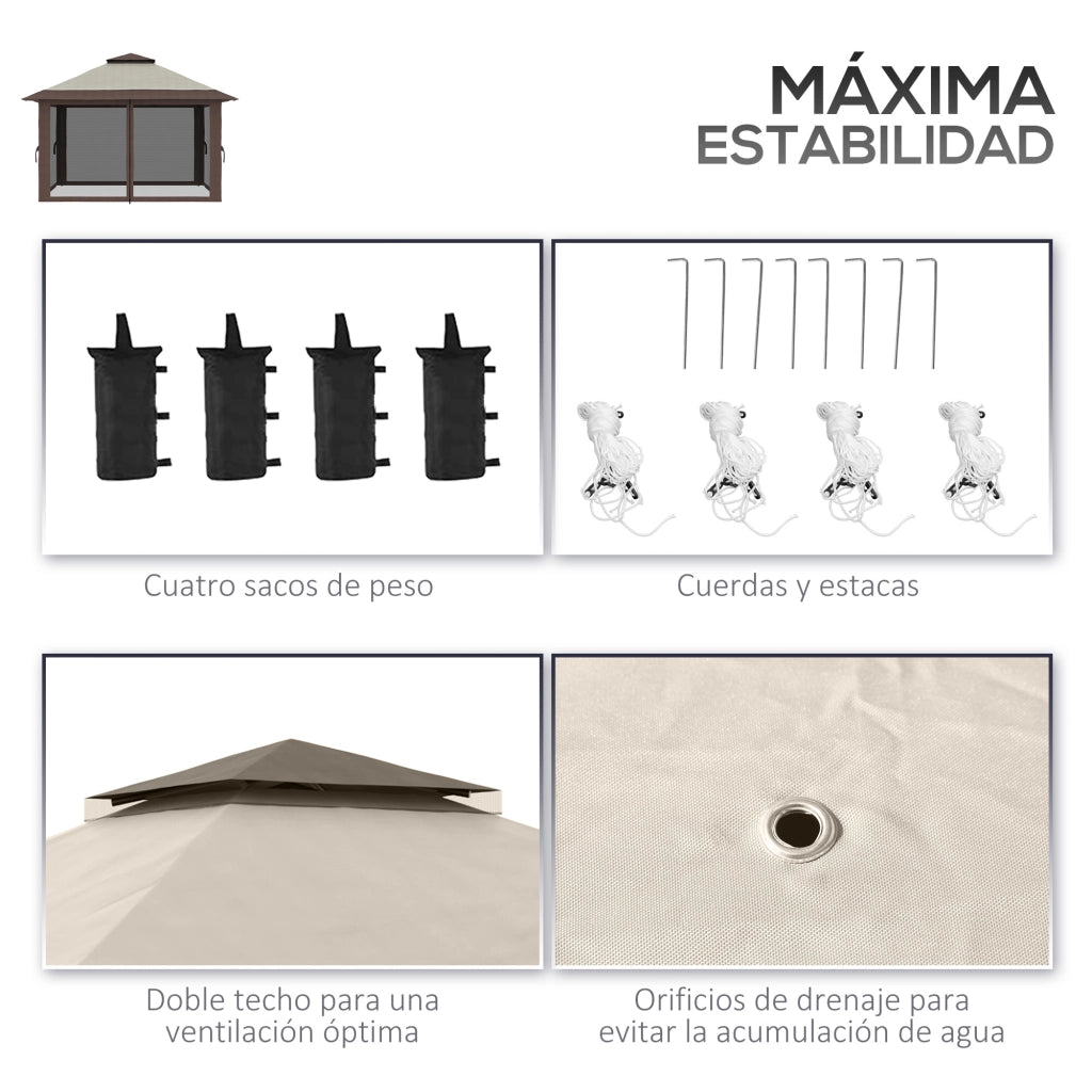 Tenda da giardino pieghevole ¨C zephmum ¨C Beige 4x4x2.8 m