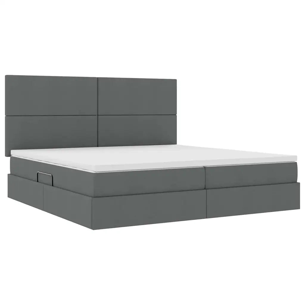 Letto con contenitore LED e materasso Grigio Scuro 200 x 200 cm
