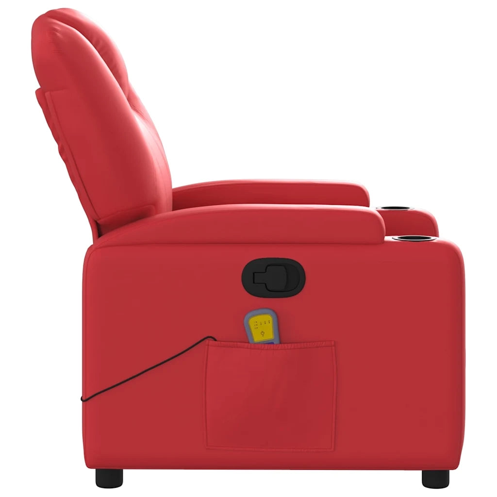 Poltrona Massaggiante | Sedia Relax Reclinabile Rossa in Similpelle