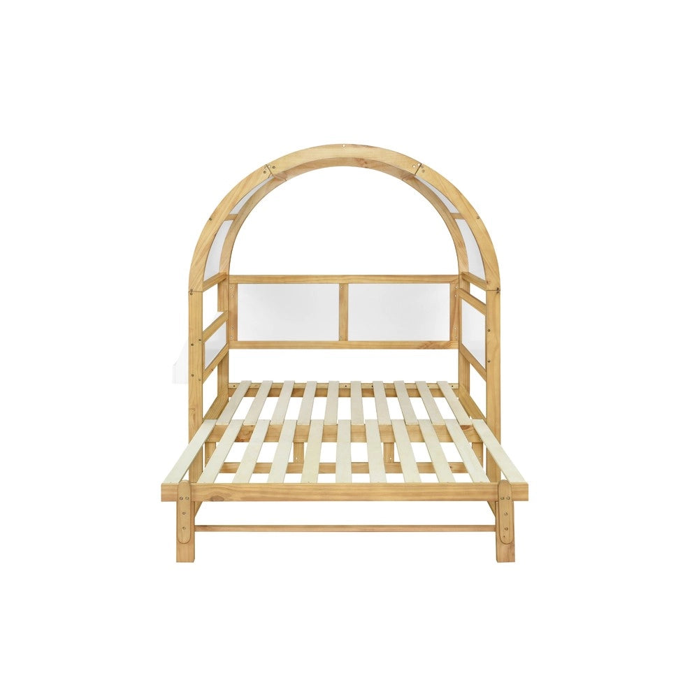 Letto a Soppalco Estensibile per Bambini ¨C MINIMAL ¨C Pino MDF, Bianco/Naturale, 140x200
