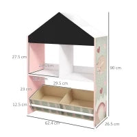 Scaffale Portagiochi per Bambini con Ripiani e Cassetti Rimovibili, Rosa