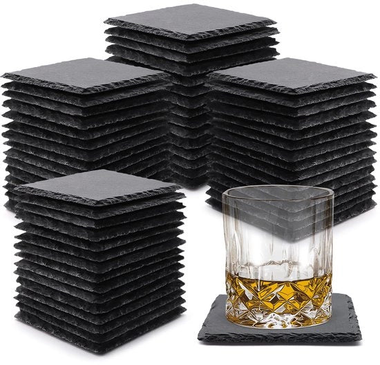 60 pacchi di supporti di pietra, 10,2 cm supporti di pietra neri, supporti di vetro con base resistente ai graffi per laser, per lasergravering, caffè, bar, cucina, decorazione domestica, quadrati