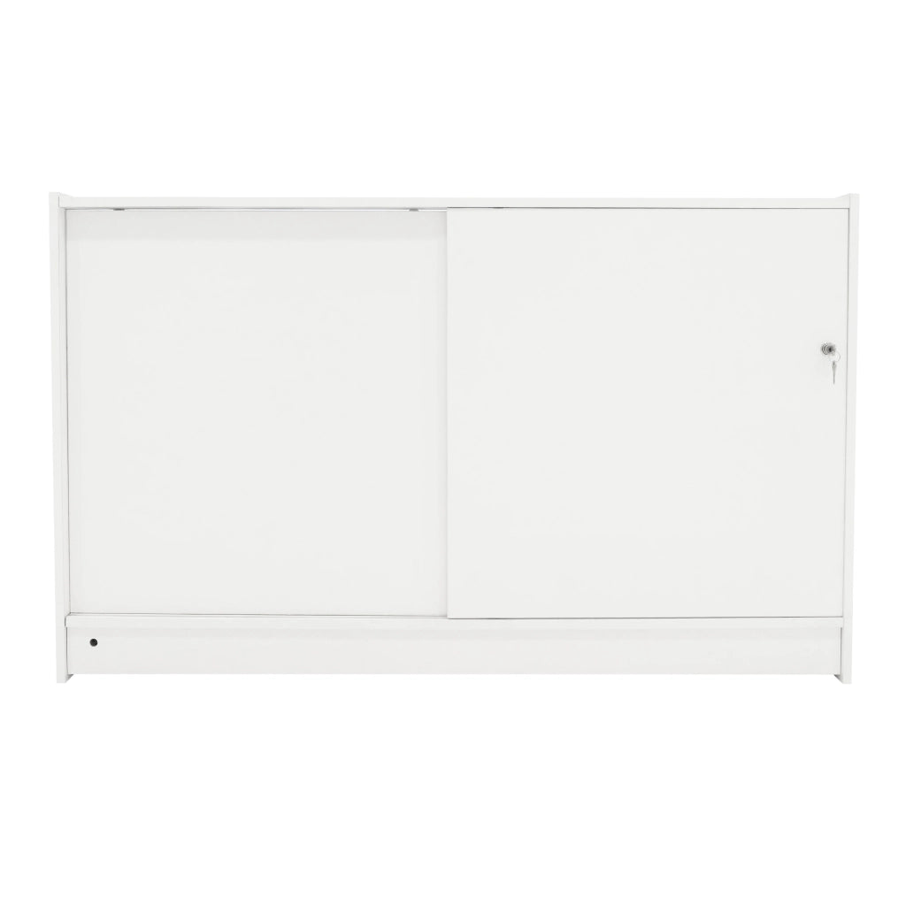 Bancone LED Bianco K1500 con 3 Ripiani, Vetrina e Ante Bloccabili – 2 Chiavi