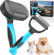 Borsa a doppia funzione per la cura degli animali domestici - Spazzola per eliminare la sottovaccia per cani e gatti - Spazzola per pelo lungo e corto - Spazzola auto-pulente per animali domestici