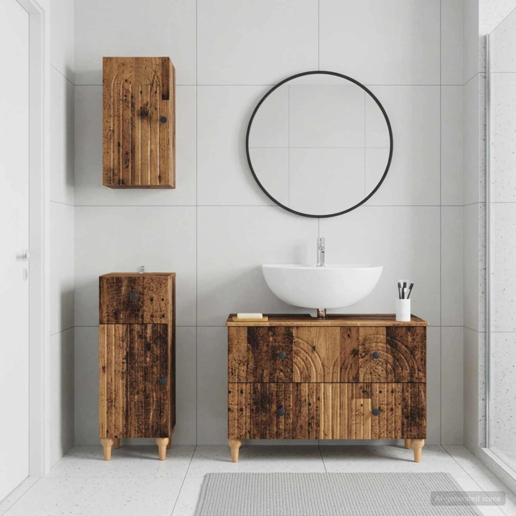 Set di armadietti da bagno in 3 pezzi ALKMAAR Legno antico 3417754