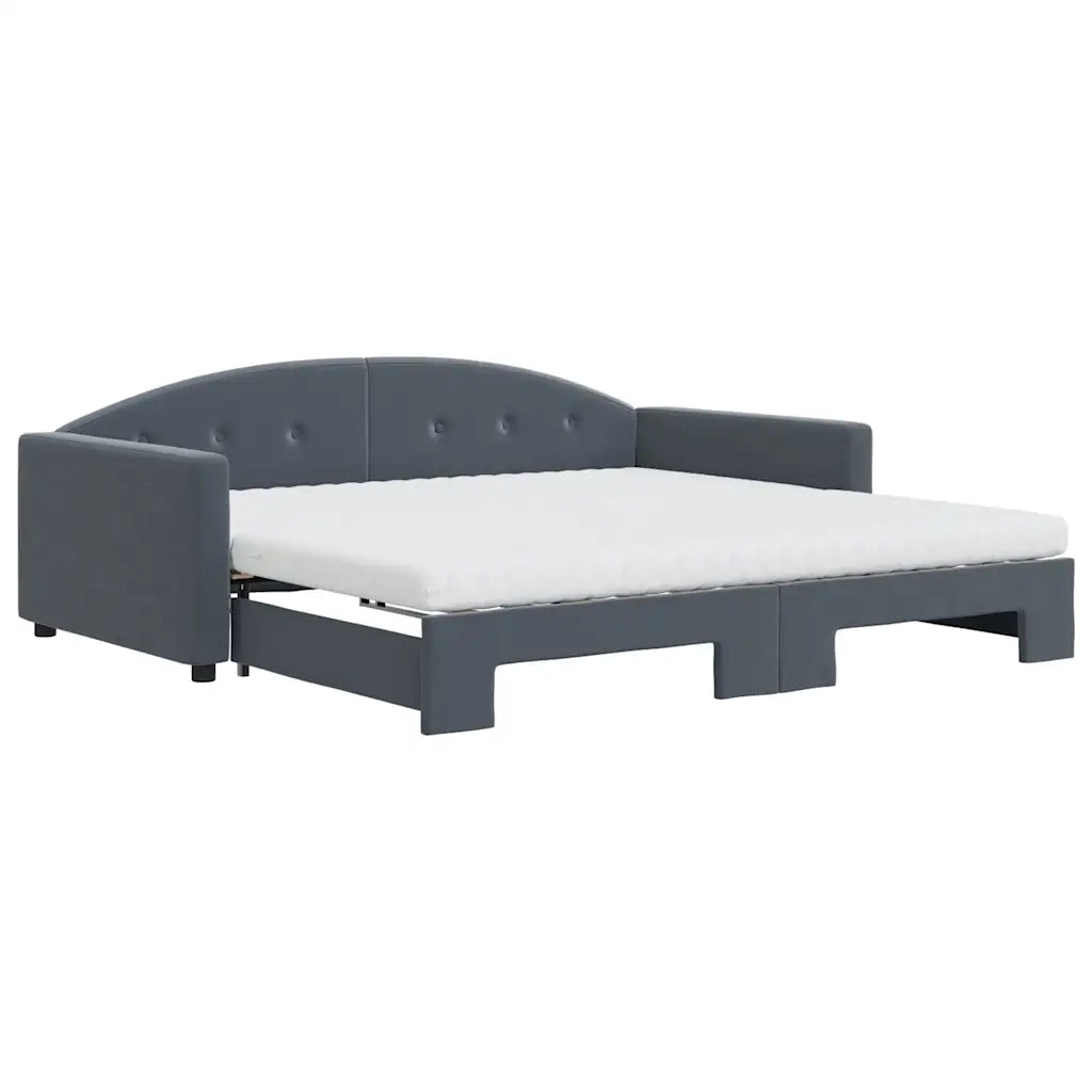 Divano Letto Estraibile Materassi Grigio Scuro 100x200 Velluto