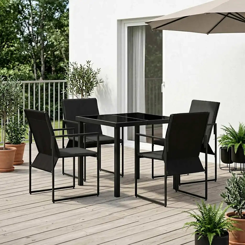 Set da Pranzo per Giardino 5 pcs Nero e antracite