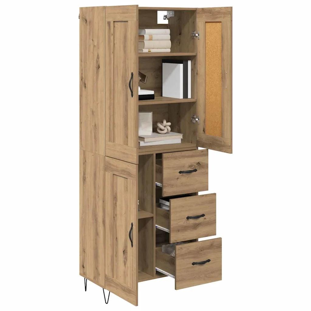 Credenza con Cassetto-Buffet-Armadio da cucina Rovere artigianale 69,5 x 34 x 180 cm 764922