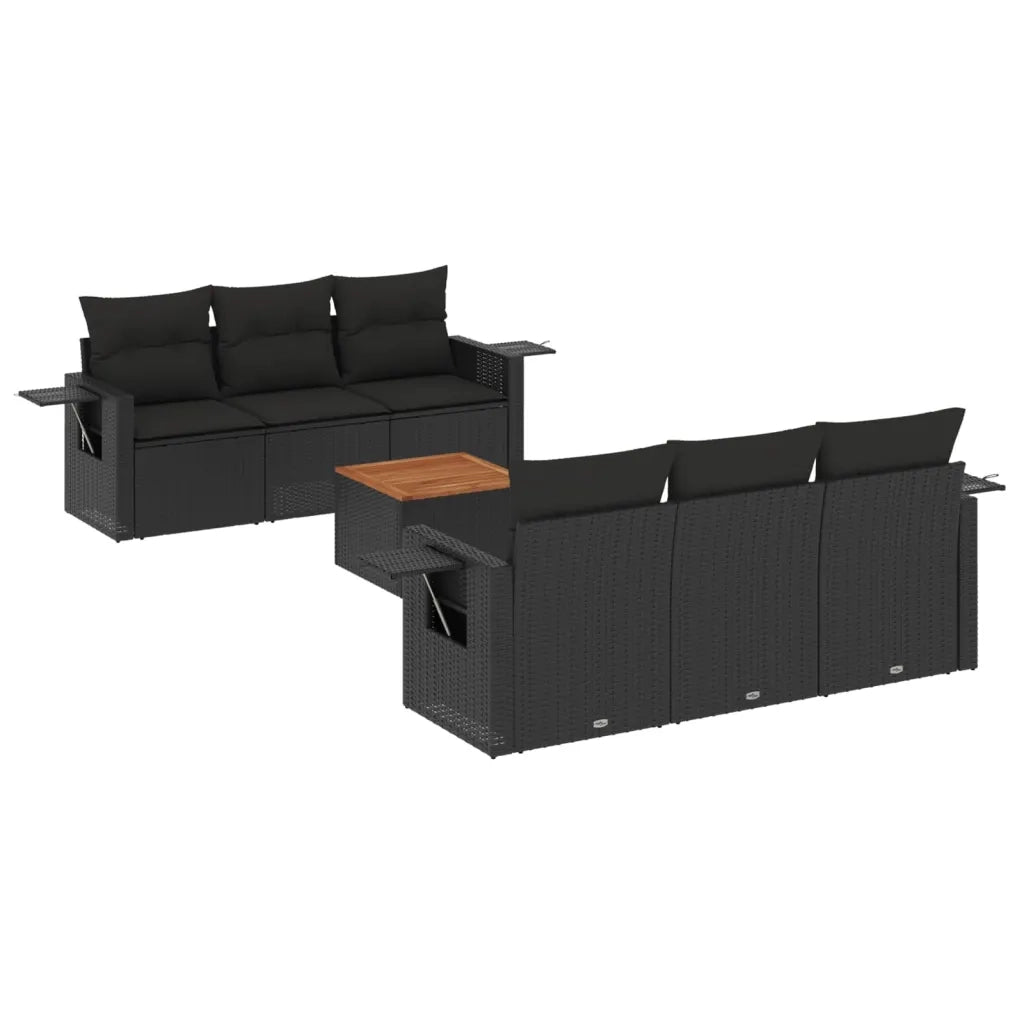 Set Divani da Giardino con Cuscini 7pz Nero Polyrattan 3256783