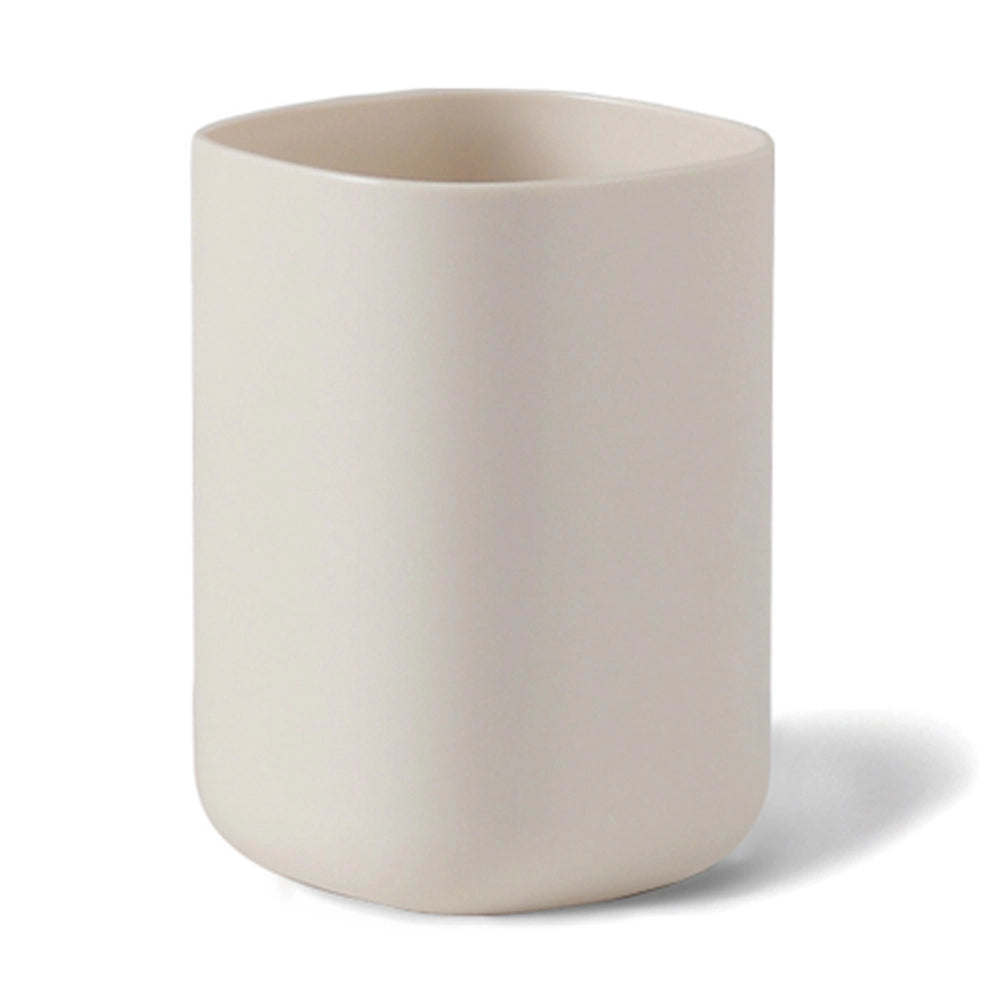 Set accessori bagno 3 pz crema con vassoio in bambù - Taki