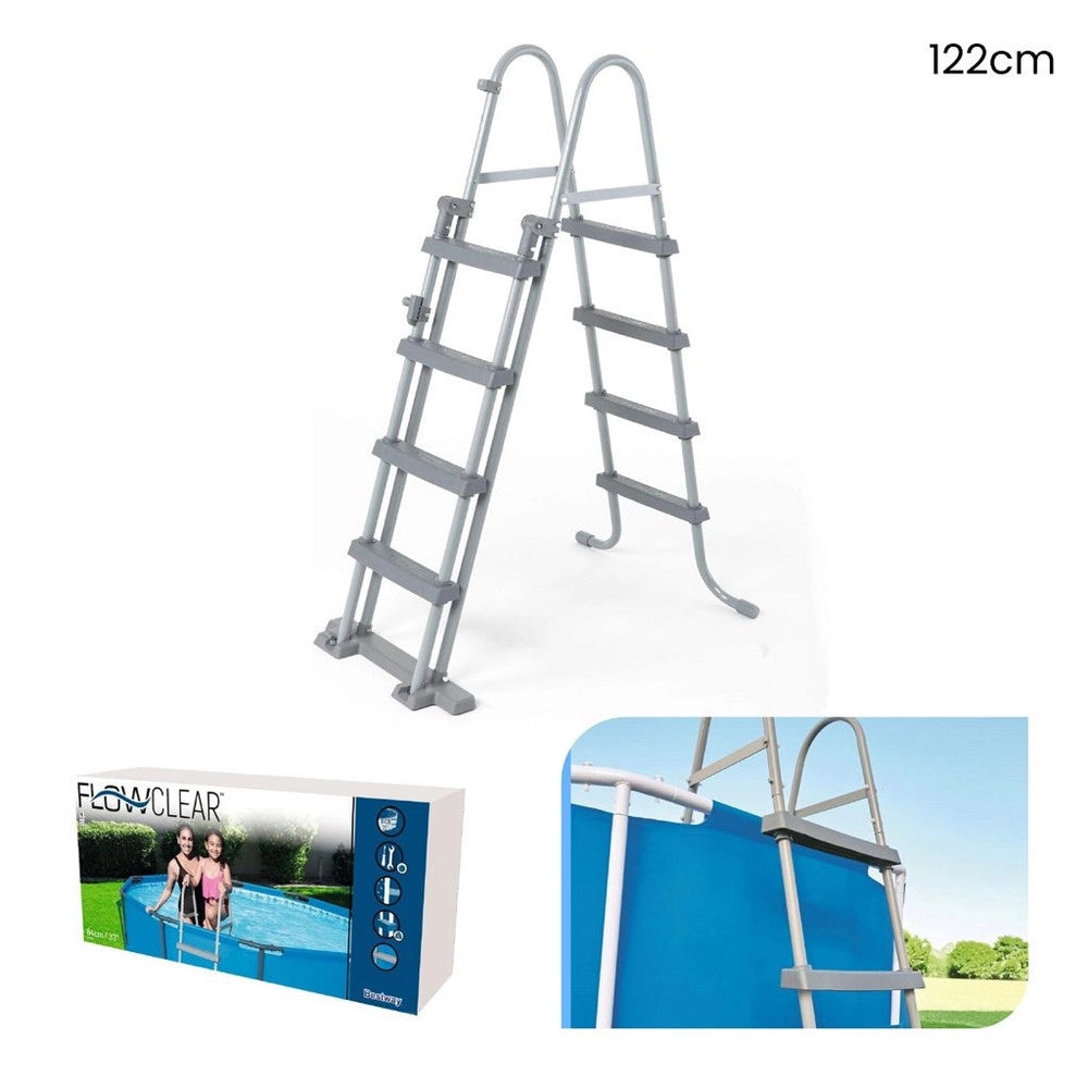 Trade Shop - Scaletta Di Sicurezza Per Piscine 122cm Con Gradini In Plastica Telaio In Metallo 58331 -