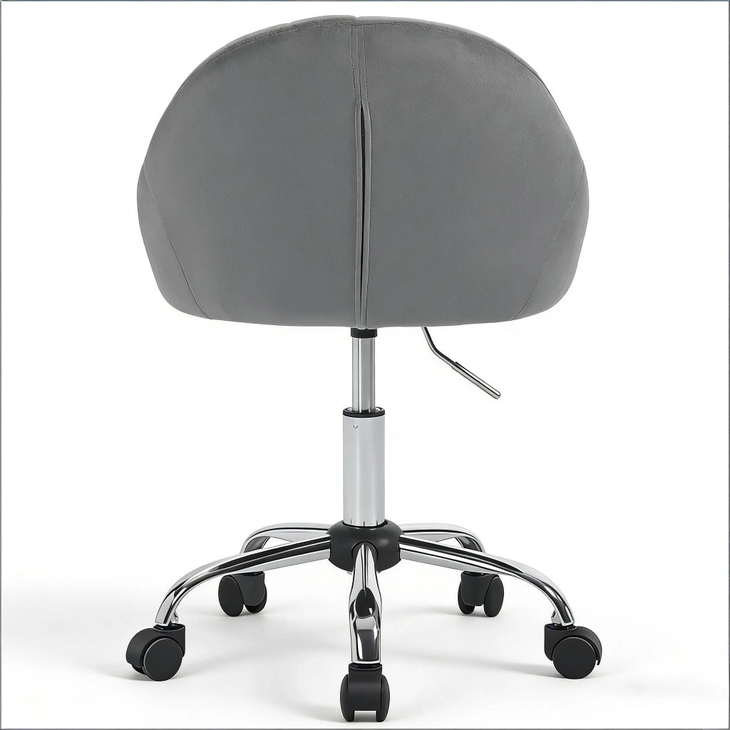 Sedia da ufficio ergonomica in velluto grigio scuro con ruote, girevole 360° e altezza regolabile