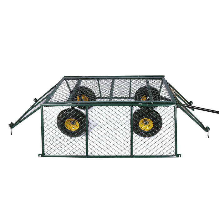 Carrello da trasporto con sponde ribaltabili max 550 kg, incl.telone, per giardino campagna