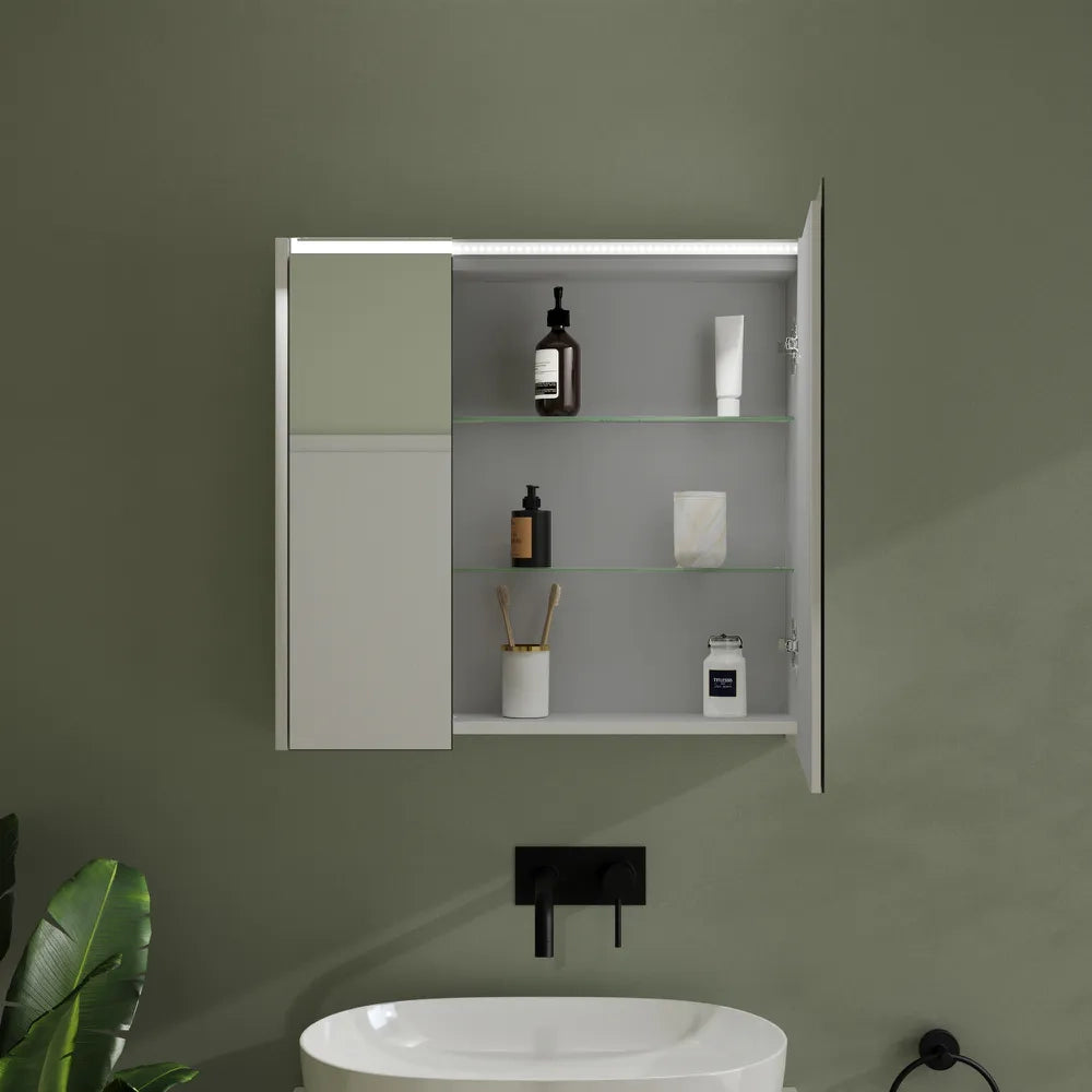 Specchio contenitore 67x70cm 2 ante con illuminazione led superiore | Hadar