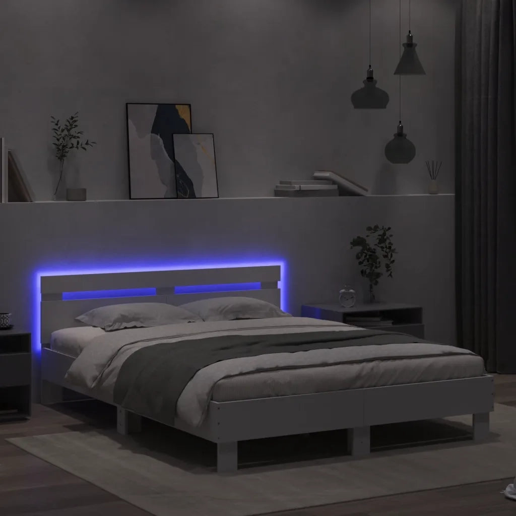 Giroletto con Testiera e LED Bianco 150x200 cm 3207539