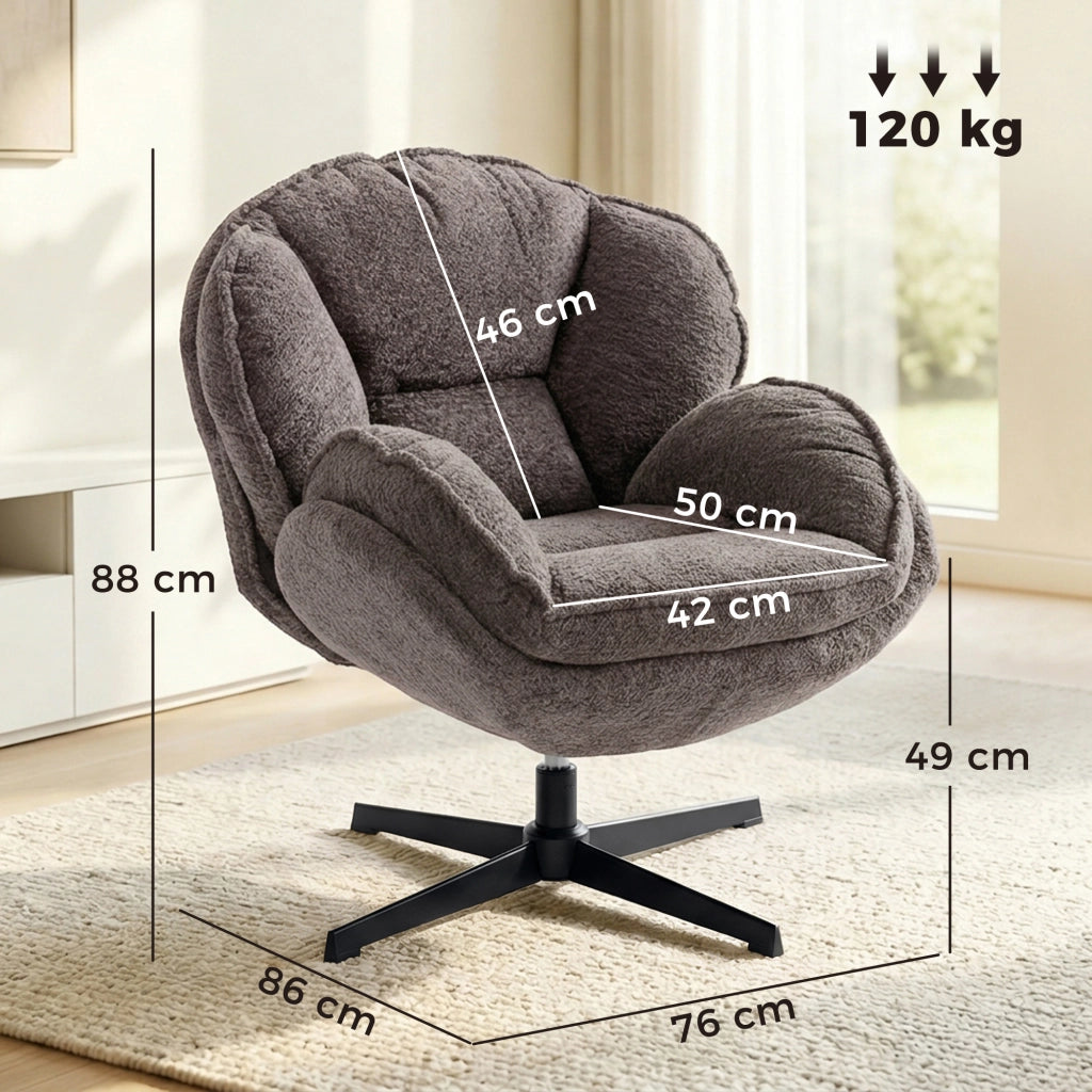 Poltrona in velluto reclinabile girevole ¨C Zephmum ¨C Grigio